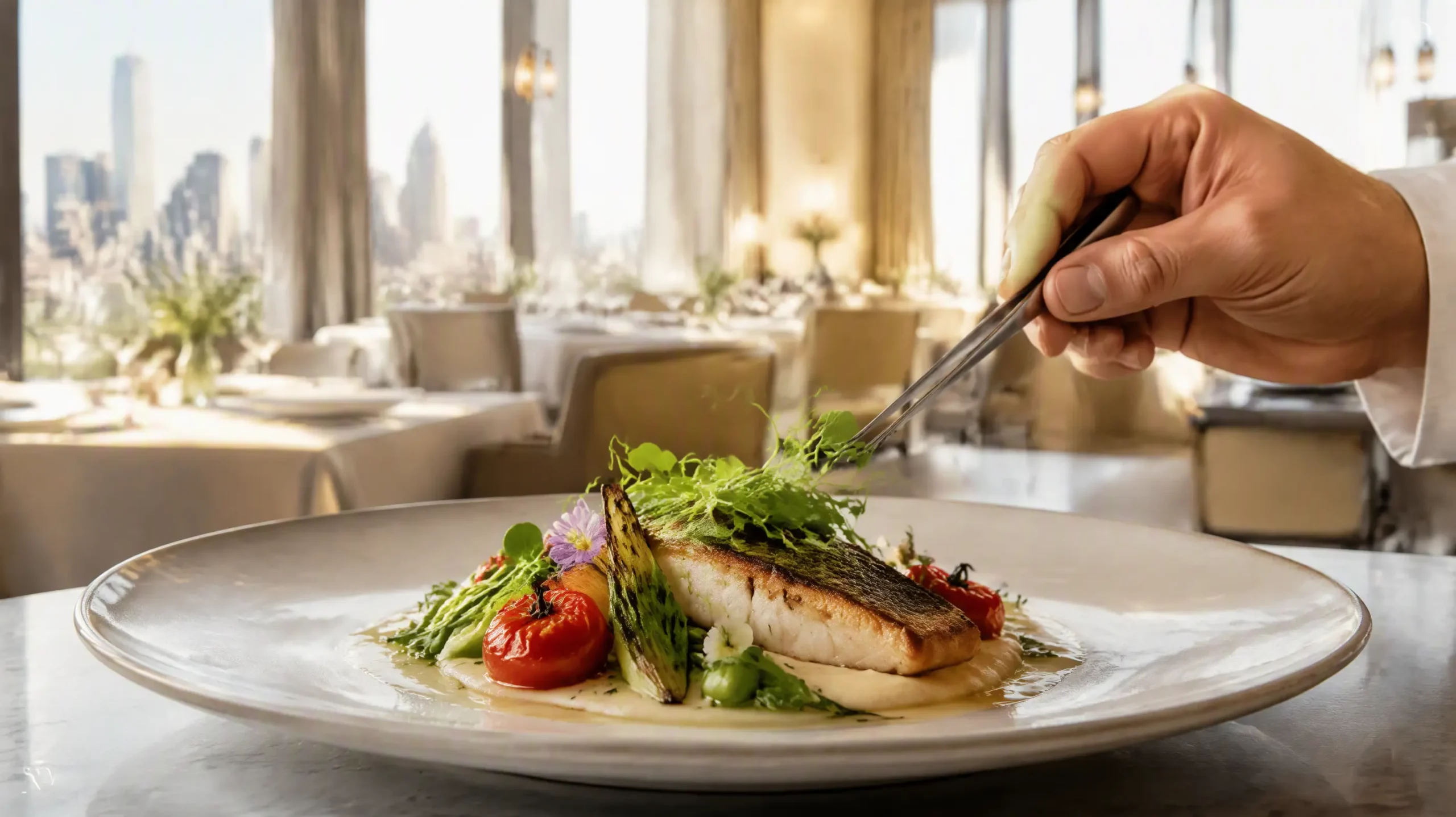 Chef creating a refined dish