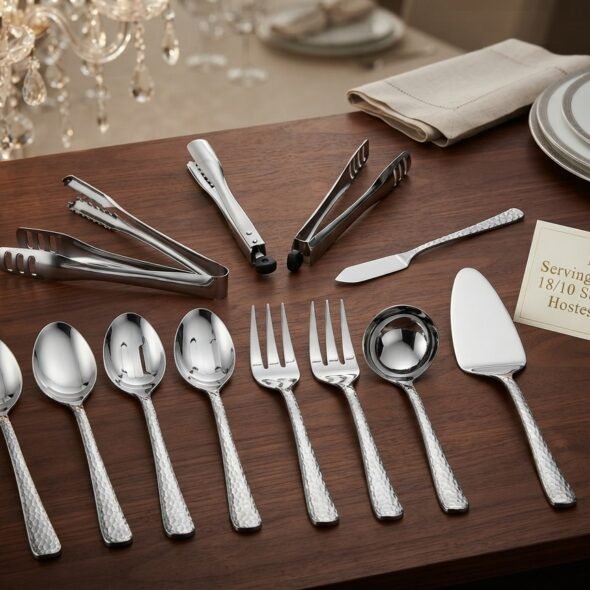 12 Piece Serving Utensils Set, 18/10 Stainless Steel Hostess Utensils