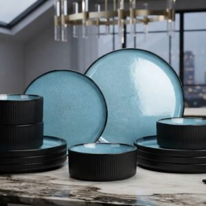 Teal Stoneware Dinnerware Sets for 4