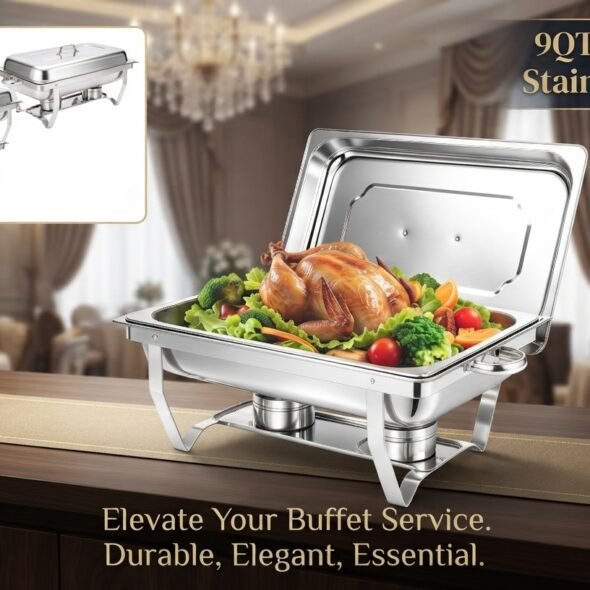 9QT Rectangular Chafing Dishes for Buffet, Chafers and Buffet Warmers Sets