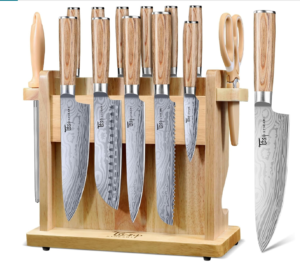 Japanese Kitchen Knife Set with Torii-Style Block