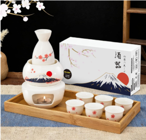 DUJUST Japanese Sake Set with Warmer, Serves 6