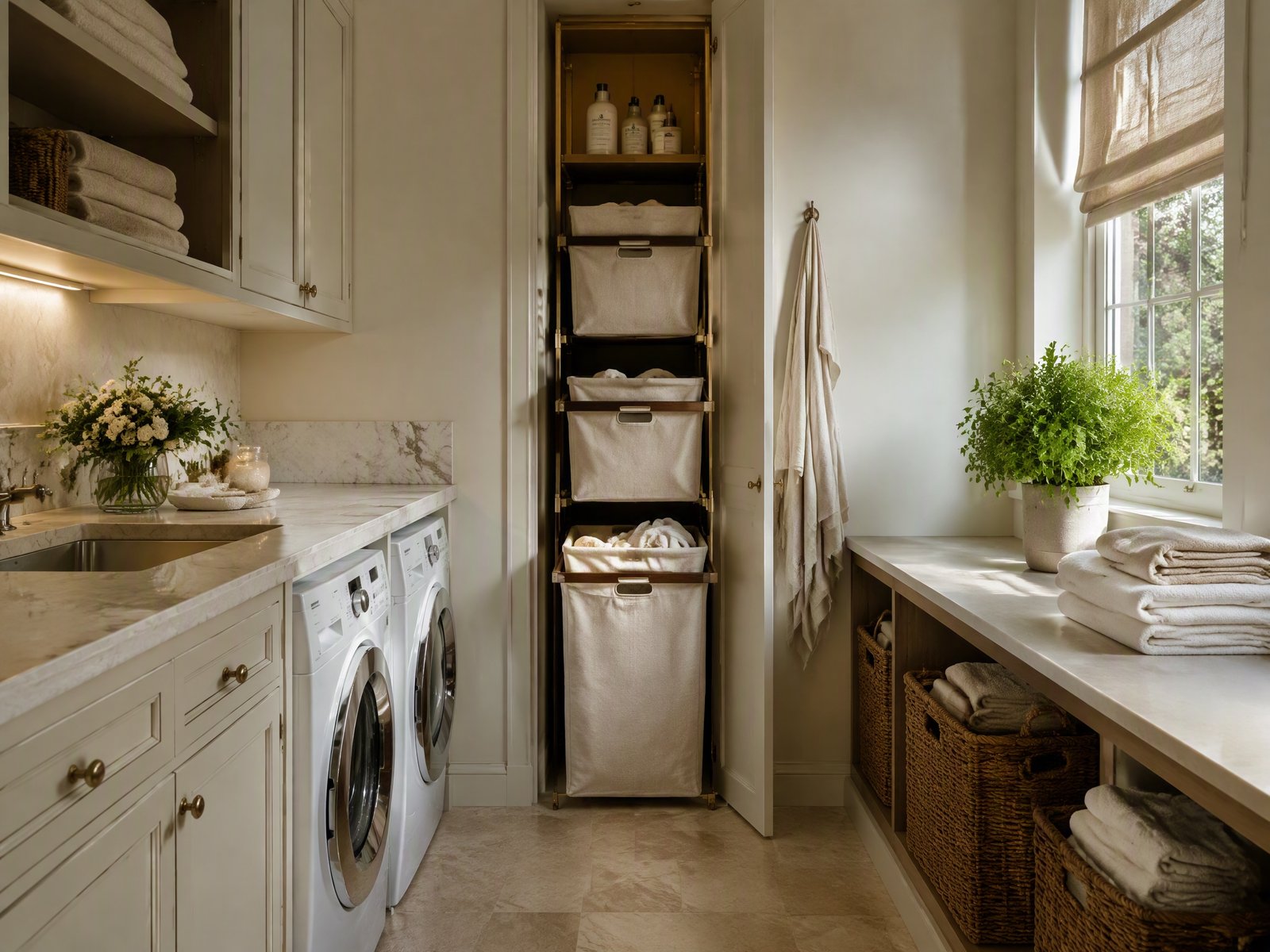 Space-saving vertical laundry storage